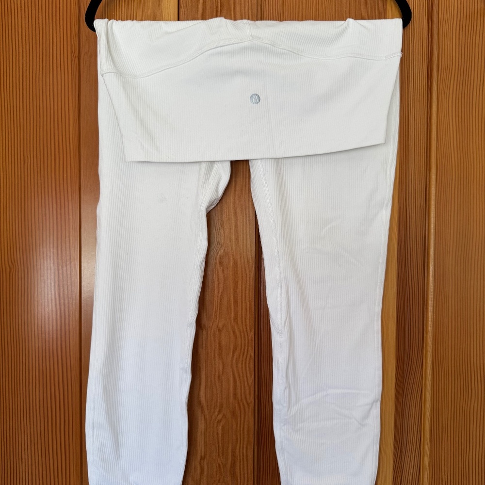 Lulu Lemon White Ribbed Leggings